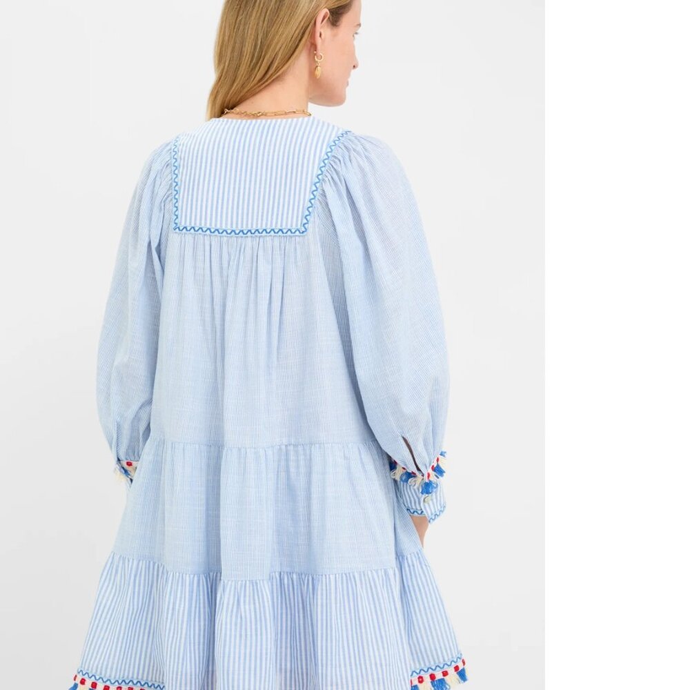 Tuckernuck Chambray Stripe Fringe Jen Dress NWT - Picture 3 of 6